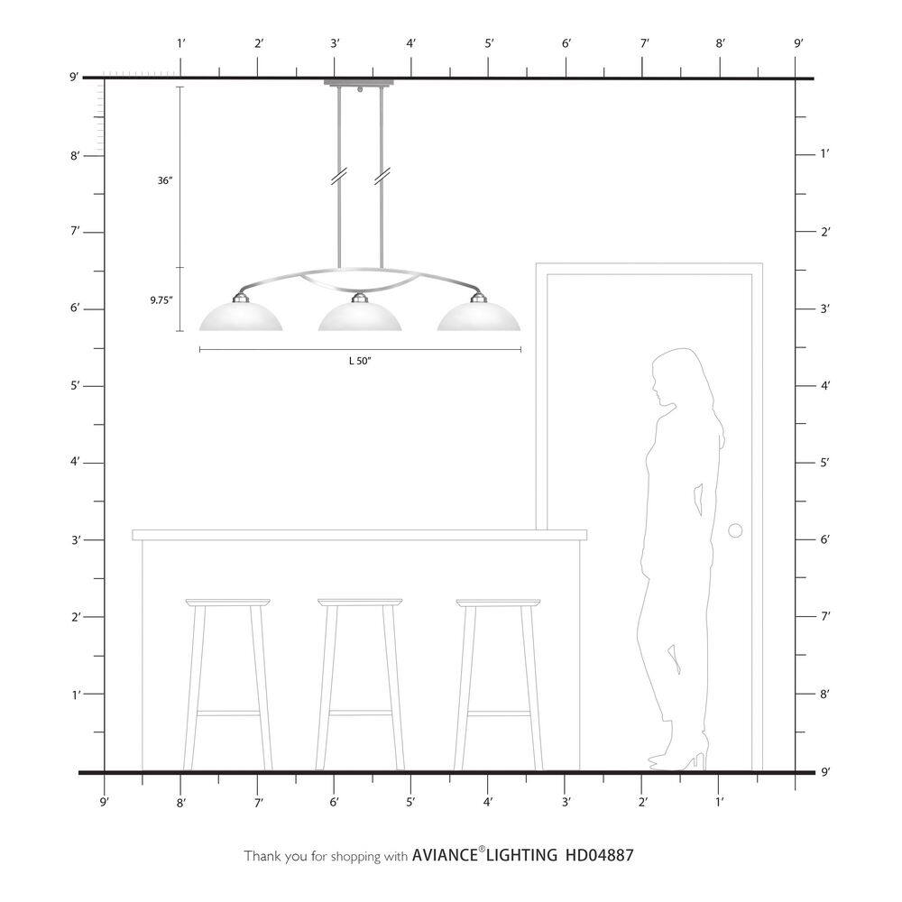 Somerset Sleek 50'' Brushed Nickel Linear Island Light with Satin Glass