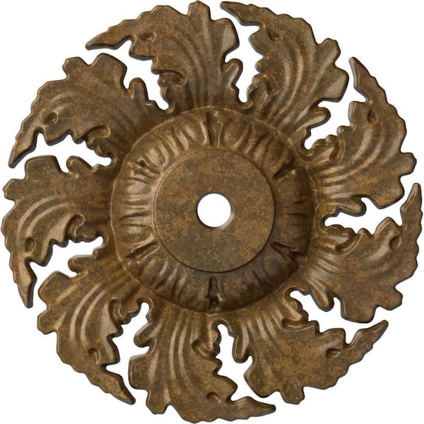Ekena Millwork 14-5/8 in. x 2-1/4 in. Needham Urethane Ceiling Medallion (Fits Canopies upto 4-1/4 in.), Rubbed Bronze