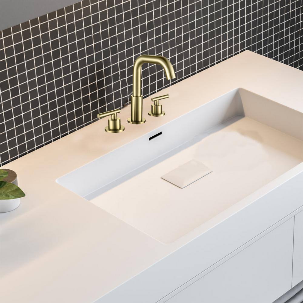 Brushed Gold Solid Brass Widespread Bathroom Faucet