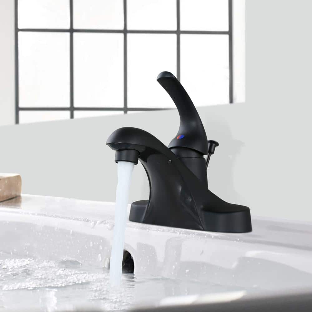 Matte Black Single-Handle Low Arc Bathroom Faucet