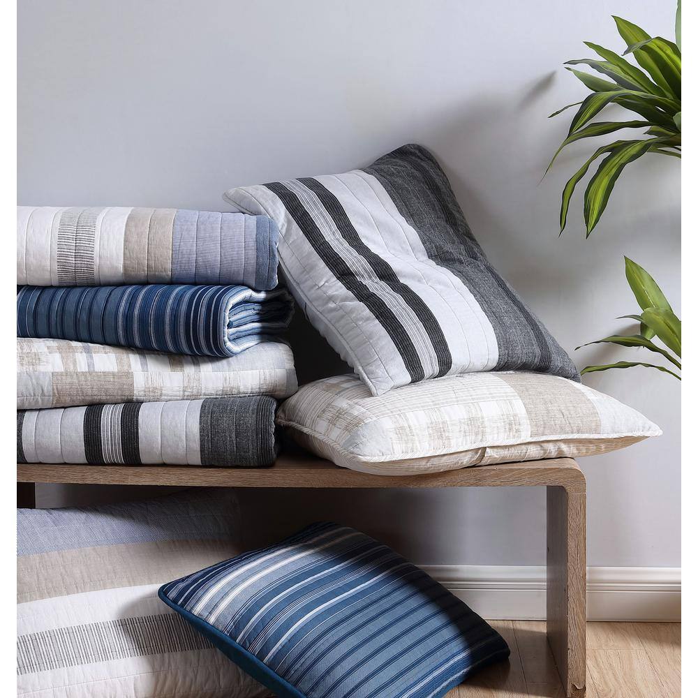Grey Heather Reversible Cotton King Quilt Set
