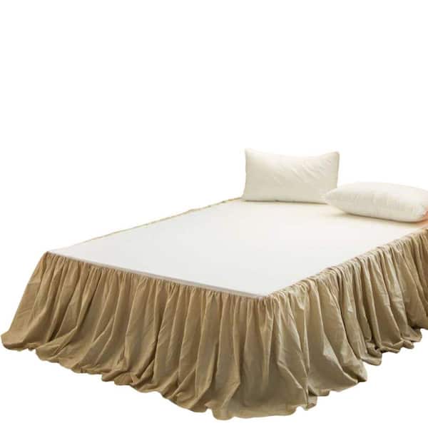 18 in. Ruffled Linen Color King Bed Skirt
