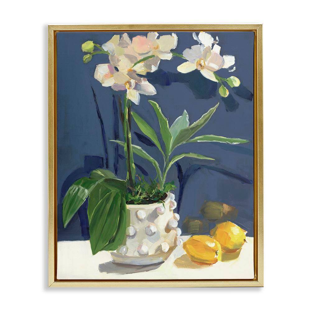 White Orchids & Lemons by Jenny Westenhofer Gold Floater Frame Nature Graphic Art Print 31 in. x 25 in. price history on PriceWatchPro