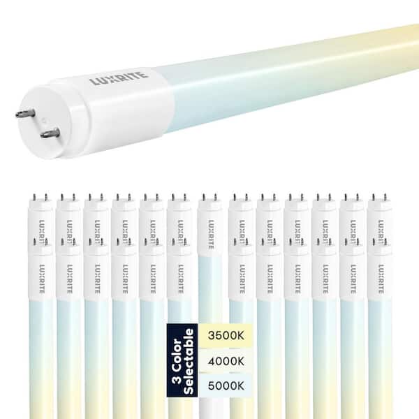LUXRITE 13-Watt 4 ft. Linear T8 LED Tube Light Bulb 3 Color Selectable Single and Double End Powered 1950 Lumens F32T8 (25-Pack)