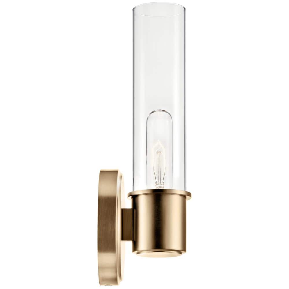 Champagne Bronze Clear Glass Dimmable Wall Sconce