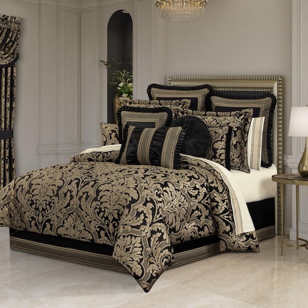 Unbranded Branson Black and Gold Polyester Bolster Decorative 15 in. x 52 in. Throw Pillow