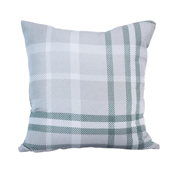 Astella Tartan Jade Square Outdoor Accent Lounge Throw Pillow