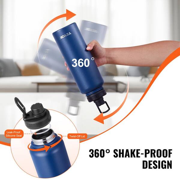 VEVOR Insulated Water Bottle 40 oz. Blue Stainless Steel Sports Coffee Cup  Handheld Travel Coffee Mug Double Walled 1-Pieces QPSBSL32OZ00BYF3UV0