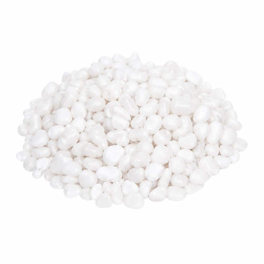 10 lb White Stone Decorative Pebbles, 3/8 in Round Polished River Rocks for Plants and Outdoor Garden Decor