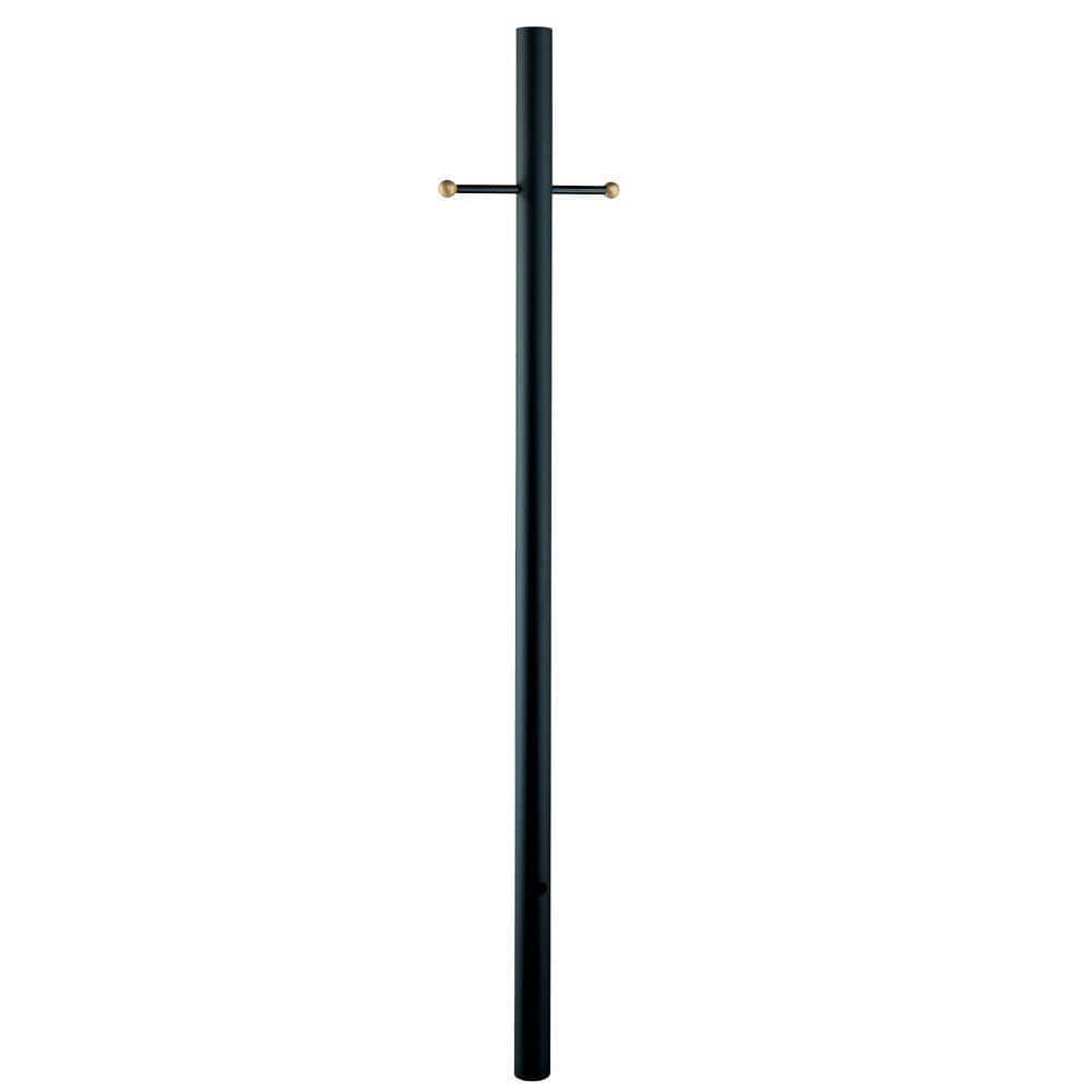 Matte Black 84-Inch Aluminum Outdoor Lamp Post with Cross Arm