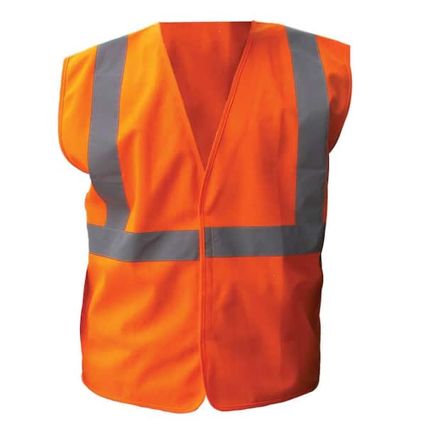 Enguard Size Extra-Large Orange Solid ANSI Class 2 Polyester Safety Vest with 2 in. Silver Striping