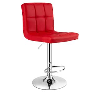 (38 in-46 in) H. Adjustable Low Back Swivel Bar Stool Counter Height Bar Chair PU Leather in Red