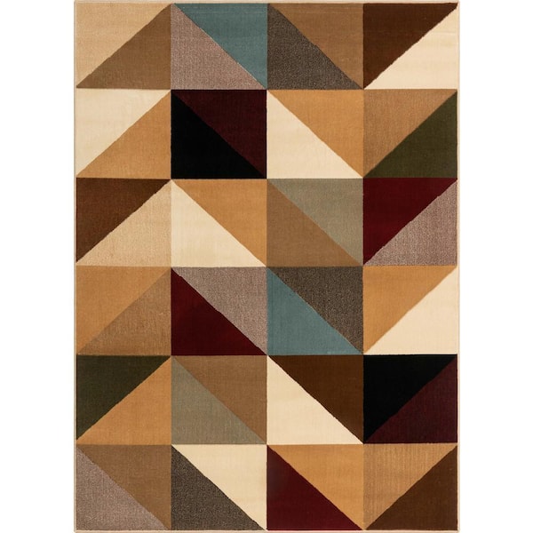 Barclay Emine Modern Geometric Ivory Multi 5 ft. 3 in. x 7 ft. 3 in. Area Rug