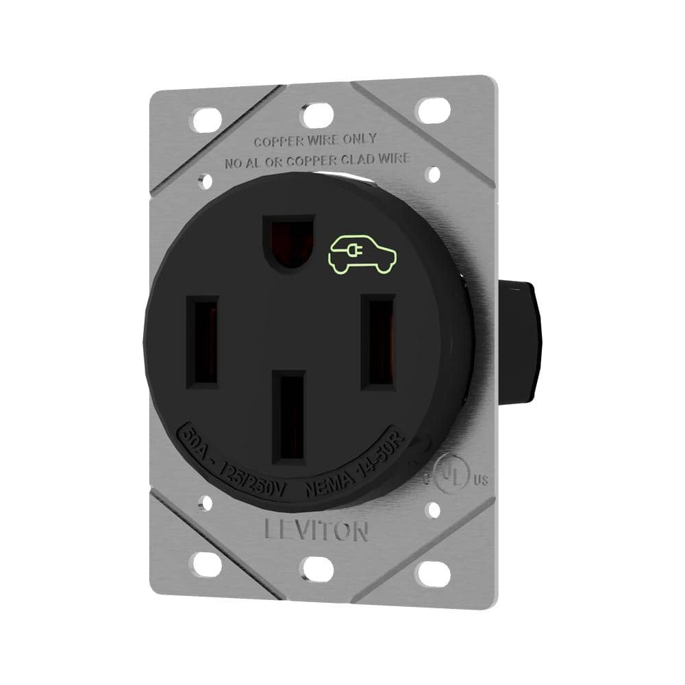 Leviton 50 Amp EV Charging Receptacle/Outlet, Heavy-Duty R01-1450R-000 ...