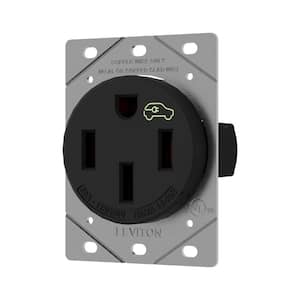 50 Amp 125-Volt/250-Volt EV Charging Single Receptacle/Outlet, Black Heavy-Duty, 1450R-B0