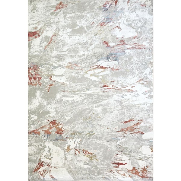 Dynamic Rugs Leda Ivory Red 3 ft. 11 in. x 5 ft. 7 in. Indoor Area Rug