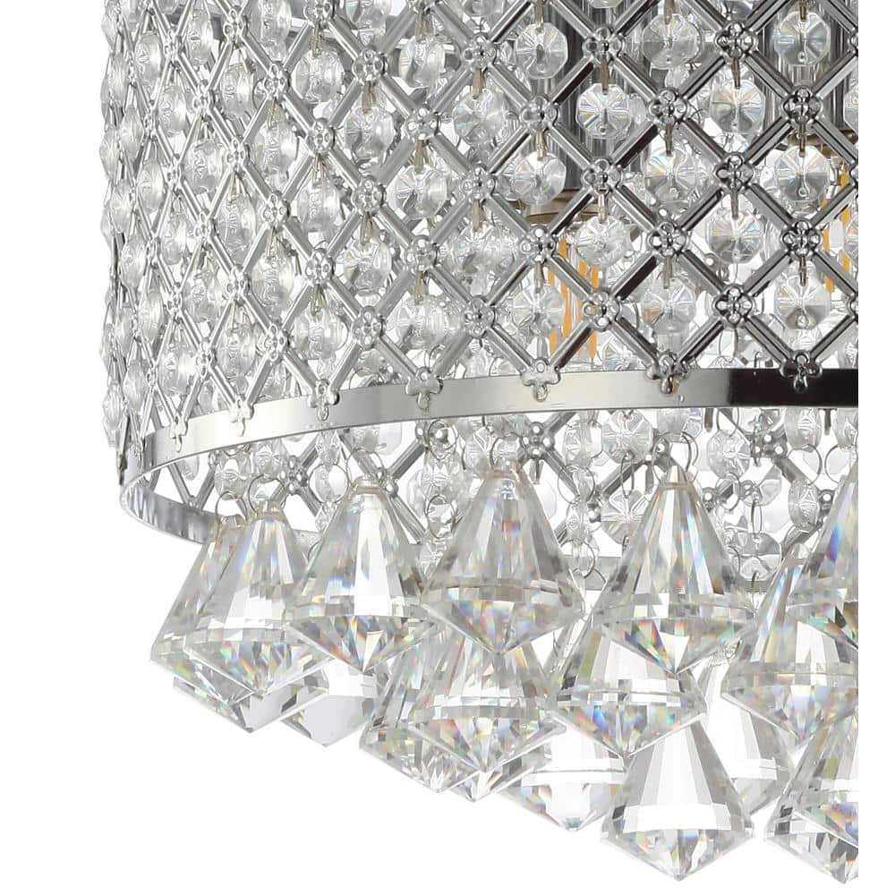 Evelyn 14.75" Chrome Crystal Drum LED Flush Mount Ceiling Light