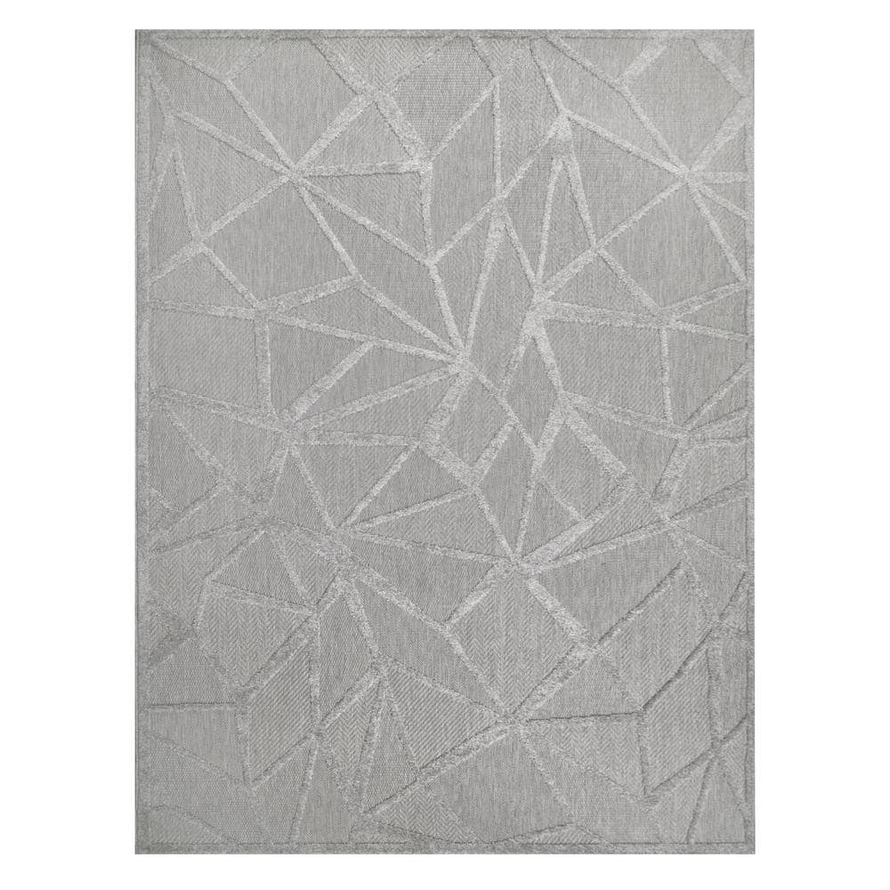Modern Geometric Dual-Tone Gray Synthetic 4'x6' Area Rug