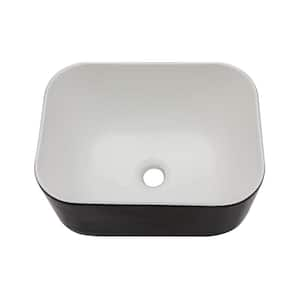 Anky 16 in. W Vessel Bathroom Sink in Black Ceramic