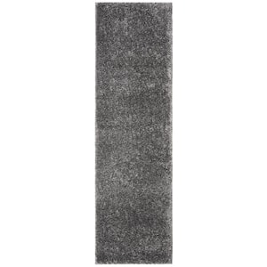 August Shag Grey 2 ft. x 6 ft. Solid Runner Rug