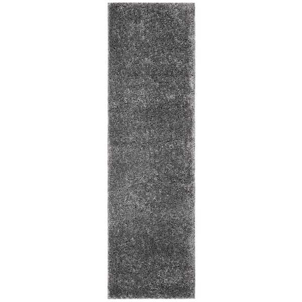 SAFAVIEH August Shag Grey 2 ft. x 6 ft. Solid Runner Rug