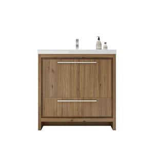 Dolce 36 in. W Bath Vanity in Natural Oak with Reinforced Acrylic Vanity Top in White with White Basin