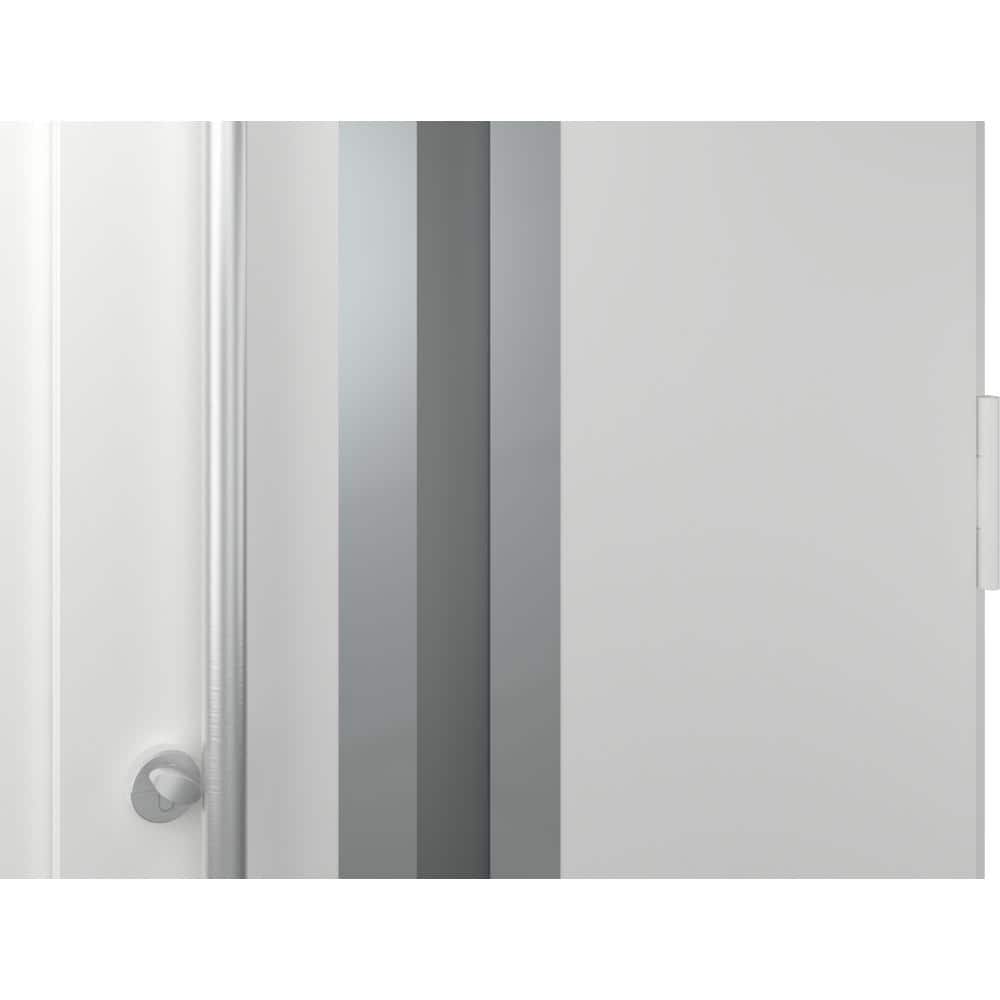 Zephyr Anthracite and Brown Zinc-Galvanized Steel Front Door with Frosted Glass
