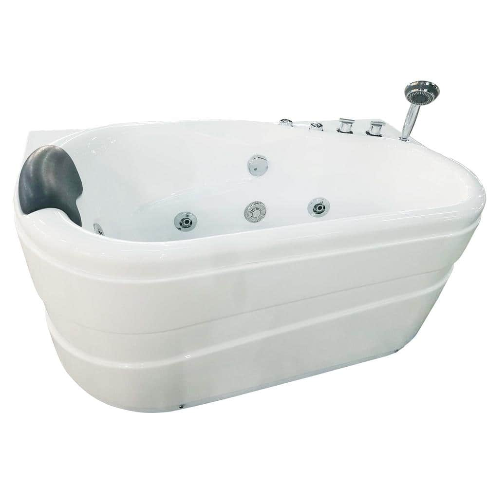 EAGO 57 in. Acrylic Flatbottom Whirlpool Bathtub in White AM175-R - The  Home Depot