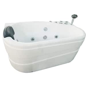 57 in. Acrylic Flatbottom Whirlpool Bathtub in White