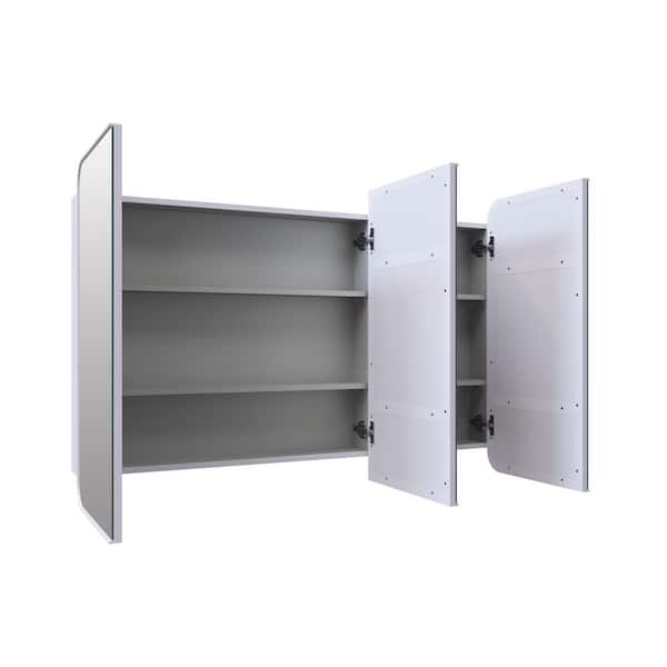 Calla 48 in. W x 32 in. H x 5 in. D White Recessed Medicine Cabinet with Mirror