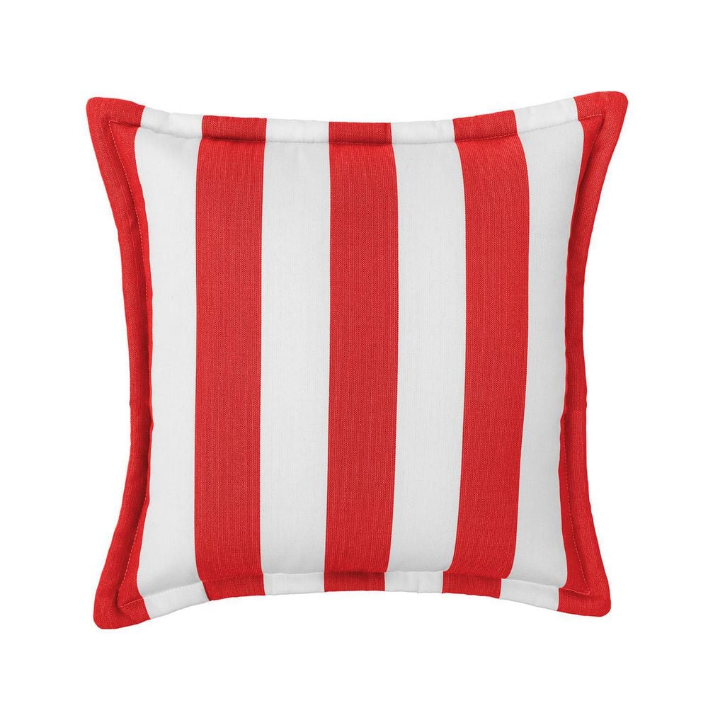 Cabana Stripe Red/White Set of Two 20 in. Flanged Outdoor Throw Pillows with Fill, with Zipper price history on PriceWatchPro