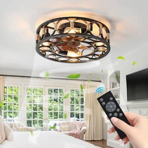 19.7 in. W 4-Lights Black Caged Ceiling Fan with Lights Remote Control Ceiling Fan Ceiling Fan for Living Room Indoor