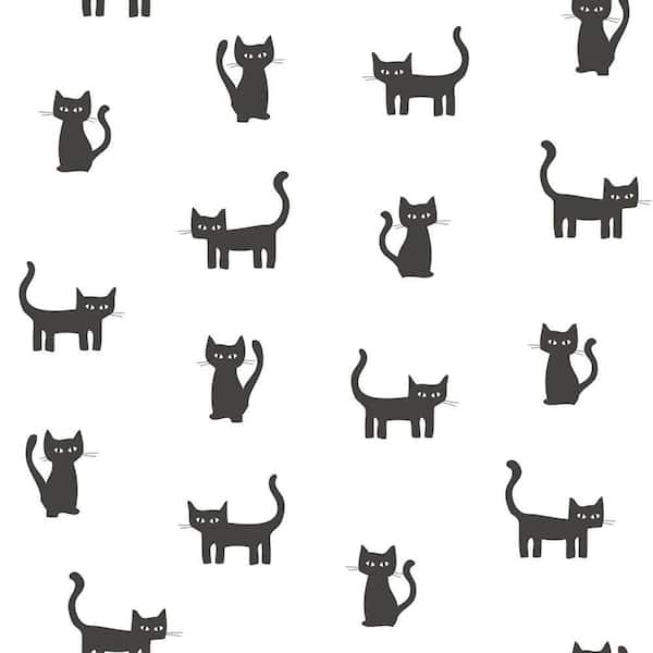 ESTA Home Salem Black Kittens Wallpaper Sample