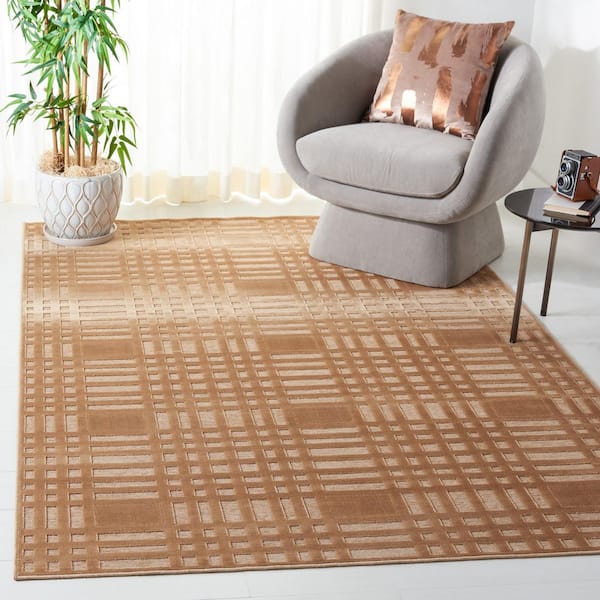 Paradise 8 ft. x 11 ft. Taupe High-Low Geometric Area Rug