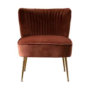 Trinity 25 in. Brown Velvet Channel Tufted Accent Chair