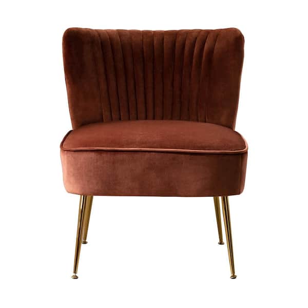 WESTINFURNITURE Trinity 25 in. Brown Velvet Channel Tufted Accent Chair