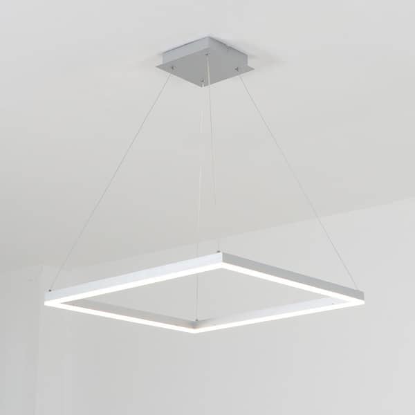 UMEILUCE LED 36-Watt 23.6 in. 1-Light Silver Square