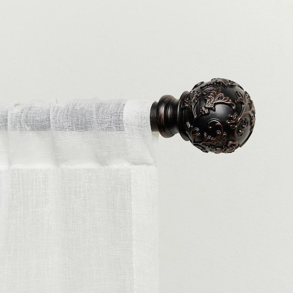 Vine 66 in. - 120 in. Adjustable Length 1 in. Curtain Rod Kit Oil Rubbed Bronze with Finial