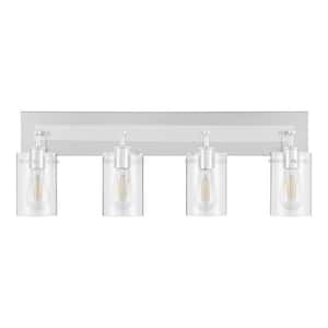 Regan 29.25 in. 4-Light Chrome Bathroom Vanity Light with Clear Glass Shades