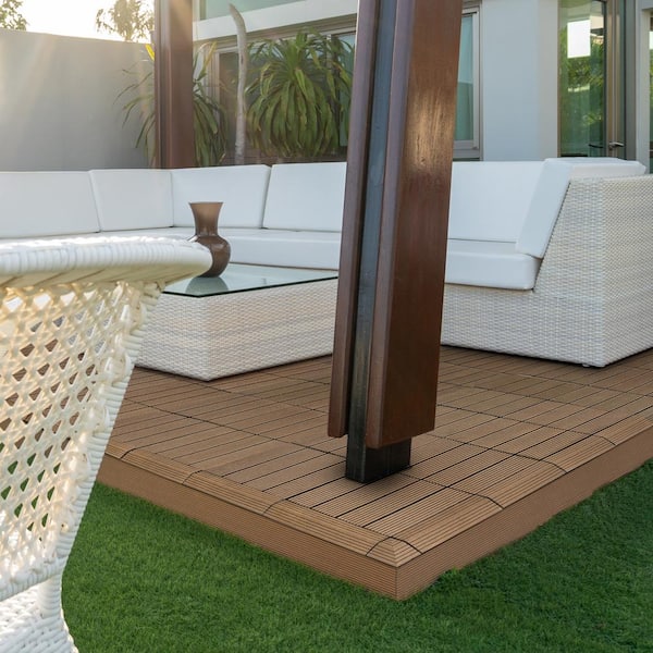 3 in. x 3 in. Composite Deck Tile Corner Trim in Sable (4-Pieces Per Box)