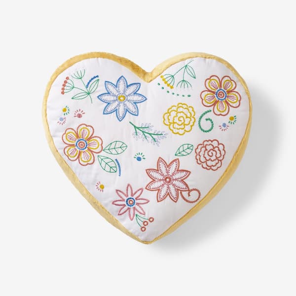 Company Kids Light Pink Floral Heart 84 in. x 72 in. Throw Pillow