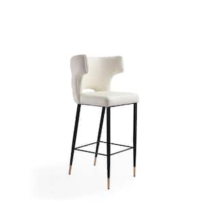 Holguin 41.34 in. Cream, Black and Gold Wooden Barstool
