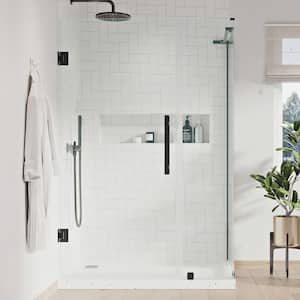 Tampa-Pro 43 7/8 in. W x 72 in. H Rectangular Pivot Frameless Corner Shower Enclosure in Black