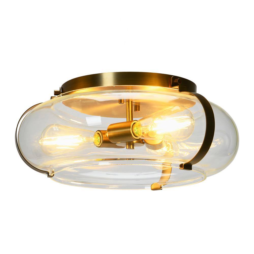 Modern Globe LED Flush Mount Ceiling Light in Brushed Bronze