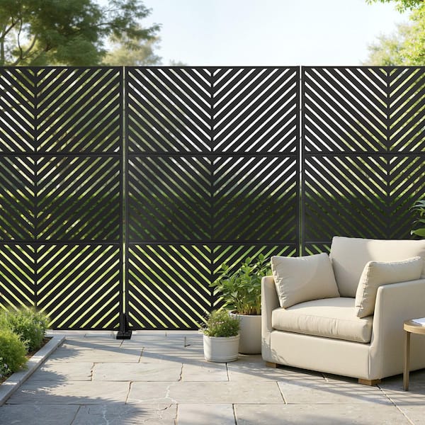 TUYOHW 72 in. H x 47 in. W Metal Privacy Screen Deck Patio Balcony