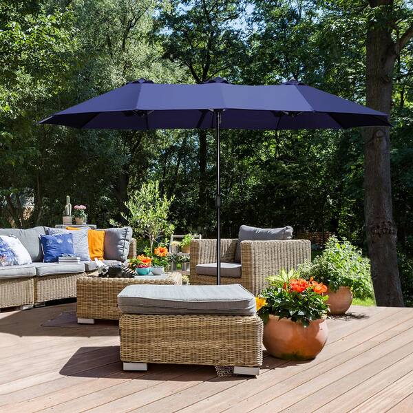 8.5' Charcoal Grey Doppler Market Umbrella Patio Outdoor Canopy Cover adjustable 