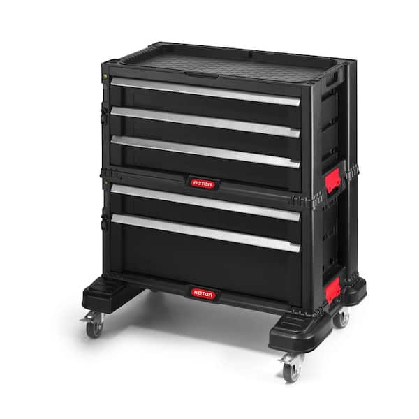 Keter 22 in. 5-Drawer Modular Roller Cabinet Tool Chest in Black