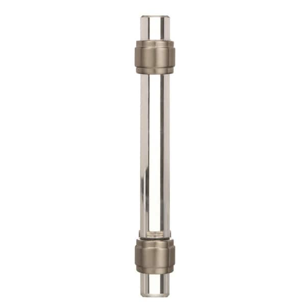 Glacio 3-3/4 in. (96mm) Modern Clear/Satin Nickel Bar Cabinet Pull