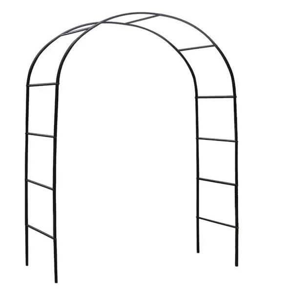92 in. x 53 in. x 16 in. Metal Garden Arch Trellis, Outdoor Black Arbor for Climbing Plants, Wedding and Garden Decor