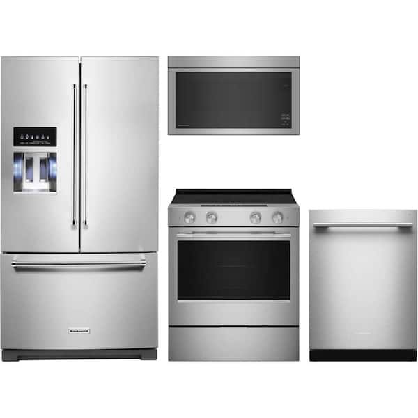 27 cu. ft. Standard Depth Refrigerator with 5 Element Slide-In Electric Range and Dishwasher with 3rd Rack
